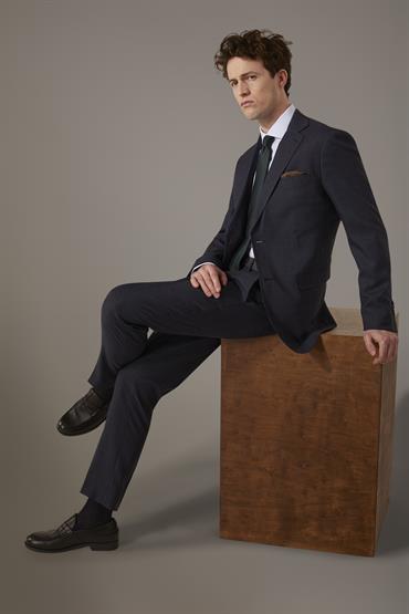 NOTCH SINGLE BREASTED SUIT DK BLUE