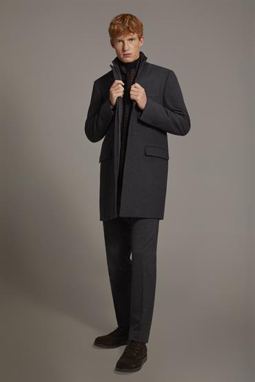 SINGLE BREASTED COAT DK GREY