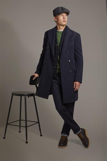 DOUBLE BREASTED COAT DK BLUE