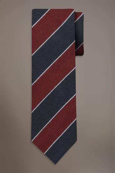 WOOL BLEND TIE BORDEAUX/BLUE