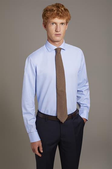 FRENCH COLLAR SLIM FIT CASUAL SHIRT SKY