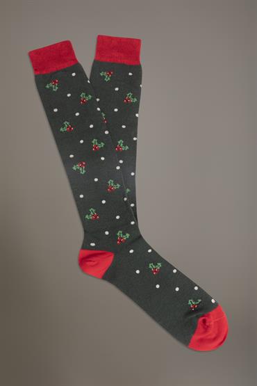 SOCKS FOREST GREEN/RED