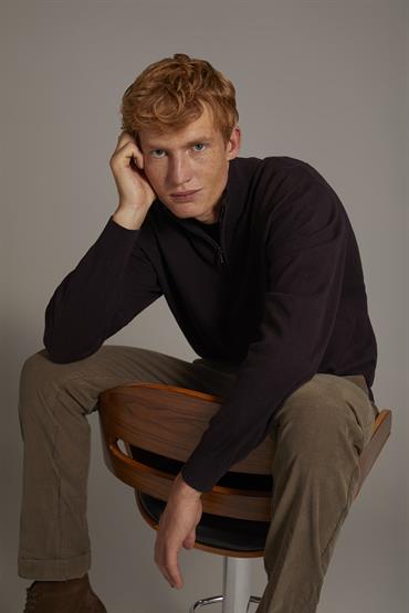 HALF ZIP SWEATER BORDEAUX