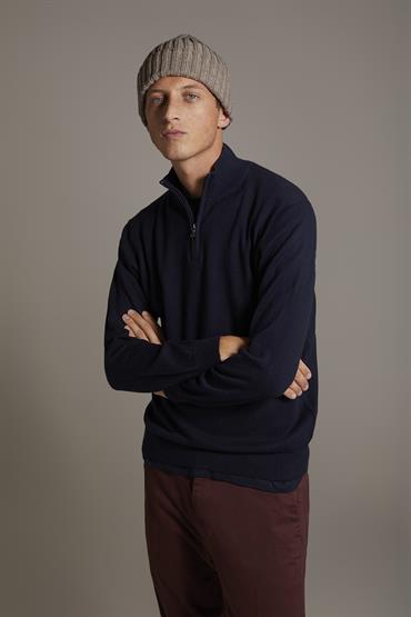 HALF ZIP SWEATER DK BLUE