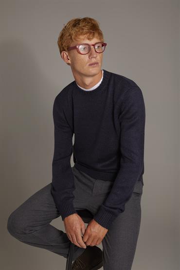 ROUND NECK SWEATER DK BLUE