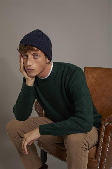 ROUND NECK SWEATER DK GREEN