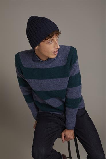 ROUND NECK SWEATER GREEN/DENIM