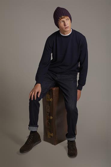 ROUND NECK SWEATER DK BLUE