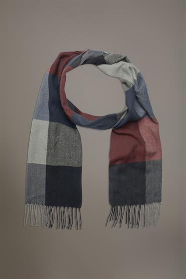 SHAWL 36 X 180 CM GREY/BLUE/BORDEAUX