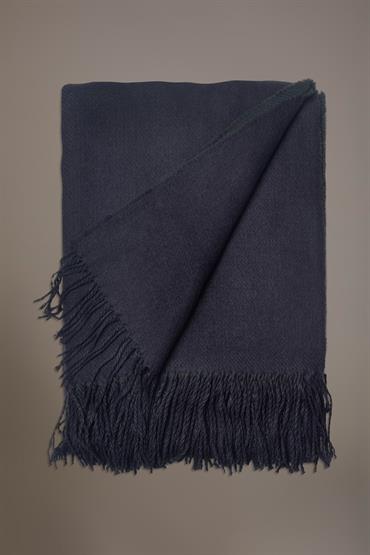 SHAWL 140X180CM + 13CM FRINGES BLUE/FOREST