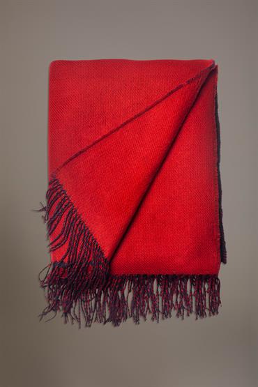 SHAWL 140X180CM + 13CM FRINGES RED/BLUE