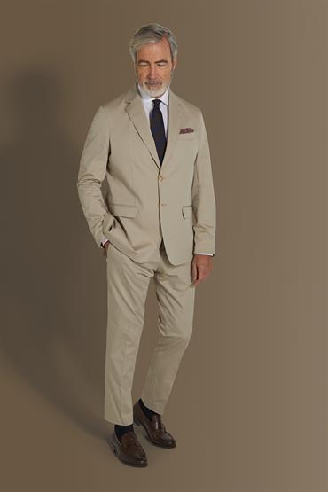 NOTCH SINGLE BREASTED SUIT LT BEIGE