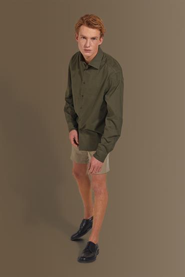 french collar slim fit casual shirt MILITARY