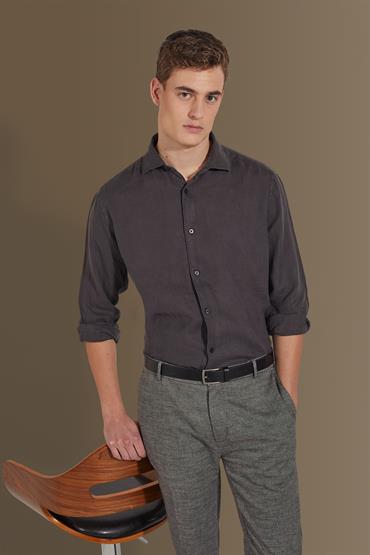 french collar classic fit DK GREY