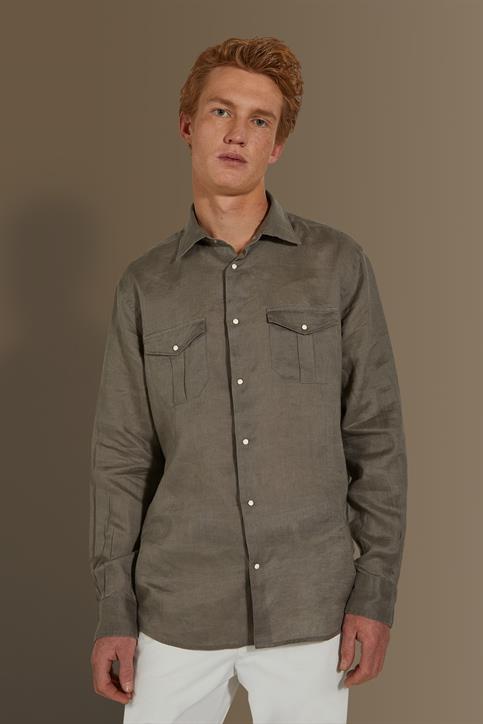 french collar chest pkts classic fit