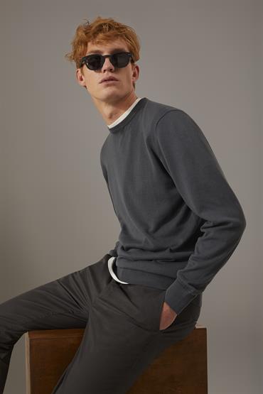 round neck sweater ASPHALT