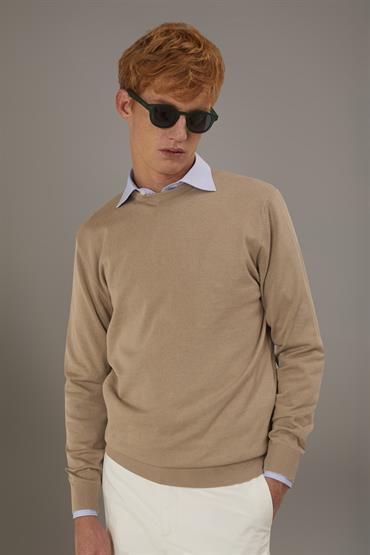 round neck sweater BEIGE