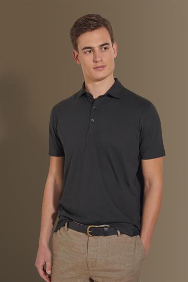 short sleeves french collar polo ANTHRACITE