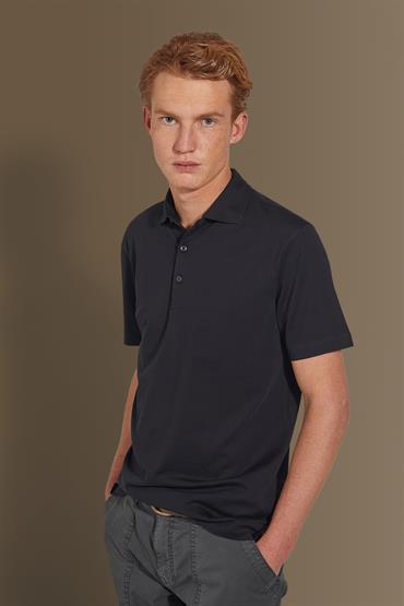short sleeves french collar polo BLACK