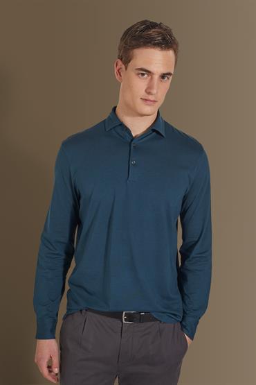 long sleeves french collar polo MARINE