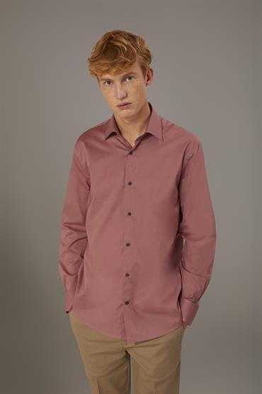 FRENCH COLLAR BAGGY FIT SHIRT ANTIQUE ROSE