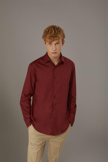 FRENCH COLLAR BAGGY FIT SHIRT BORDEAUX