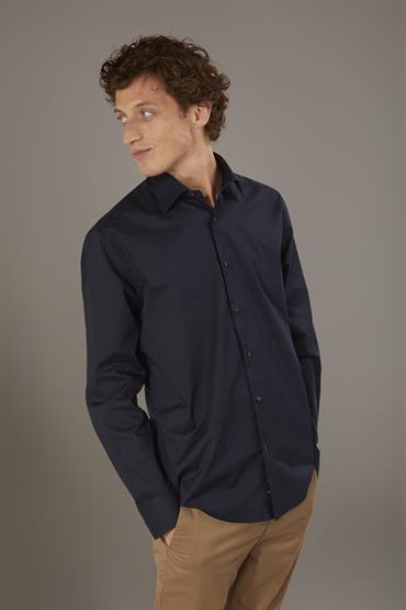 FRENCH COLLAR BAGGY FIT SHIRT DK BLUE