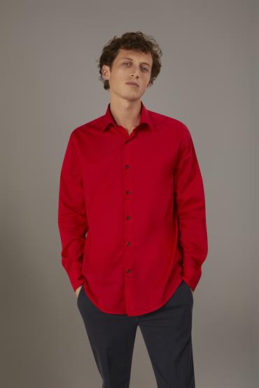 FRENCH COLLAR BAGGY FIT SHIRT RED