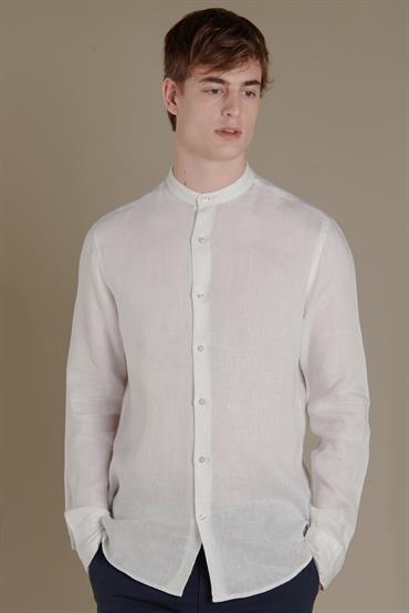 corean collar classic fit casual shirt WHITE