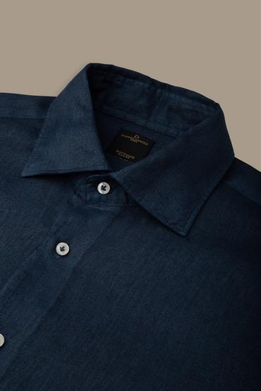 french collar classic fit casual shirt DK BLUE