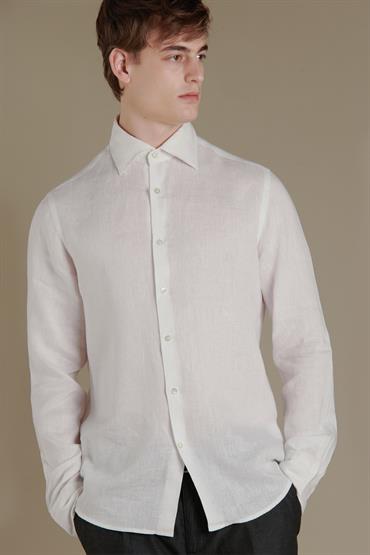 french collar classic fit casual shirt WHITE