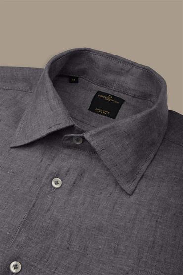 french collar classic fit casual shirt GREY