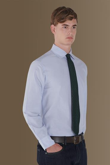 french colllar classic fit casual shirt LT SKY