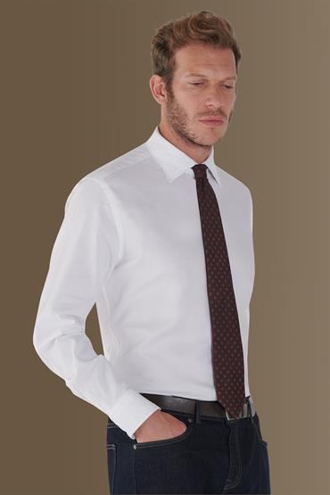 french collar slim fit casual shirt WHITE