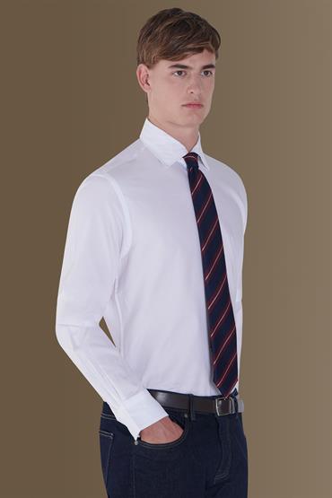 french collar slim fit casual shirt WHITE