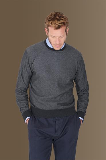 round neck sweater DK GREY MEL