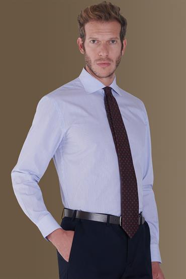 french collar slim fit shirt WHITE/BLUE