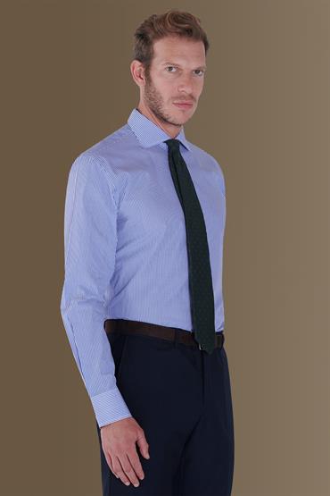 french collar slim fit shirt WHITE/BLUE