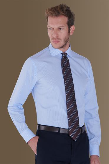 french collar slim fit shirt WHITE/LT SKY