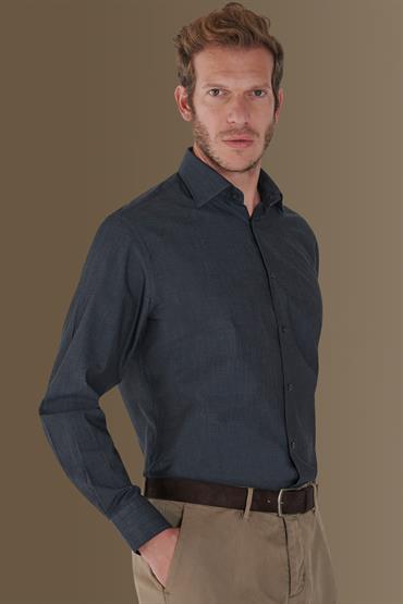 FRENCH COLLAR SLIM FIT SHIRT DK GREY
