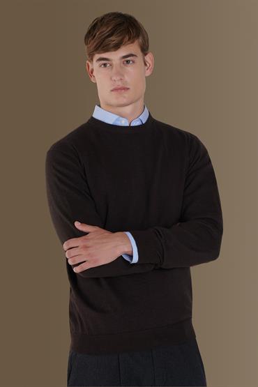 round neck sweater BROWN