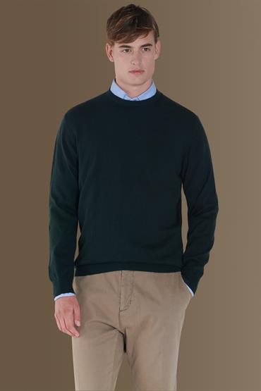 round neck sweater DK GREEN