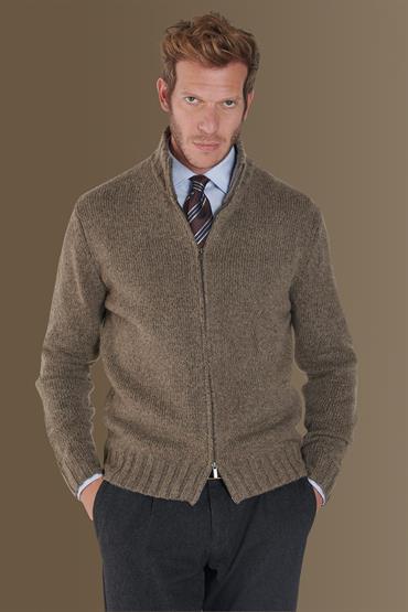 full zip sweater TAUPE