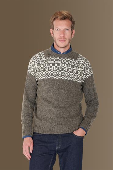 round neck sweater TAUPE/IVORY