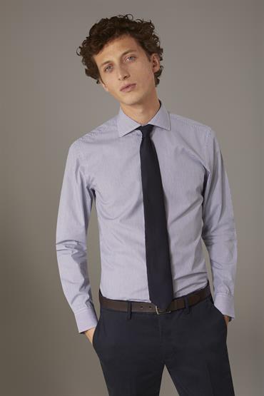 FRENCH COLLAR SLIM FIT CLASSIC SHIRT WHITE/DK BL