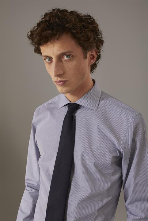 FRENCH COLLAR SLIM FIT CLASSIC SHIRT WHITE/DK BL