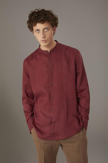 COREAN COLLAR SHIRT BORDEAUX