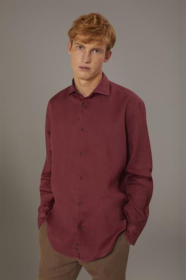 FRENCH COLLAR BAGGY FIT SHIRT BORDEAUX