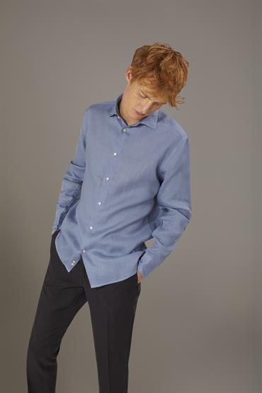 FRENCH COLLAR BAGGY FIT SHIRT DENIM