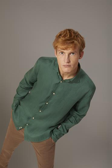 FRENCH COLLAR BAGGY FIT SHIRT GRASS GREEN